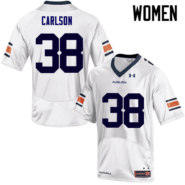 Women Auburn Tigers #38 Daniel Carlson College Football Jerseys Sale-White - Click Image to Close